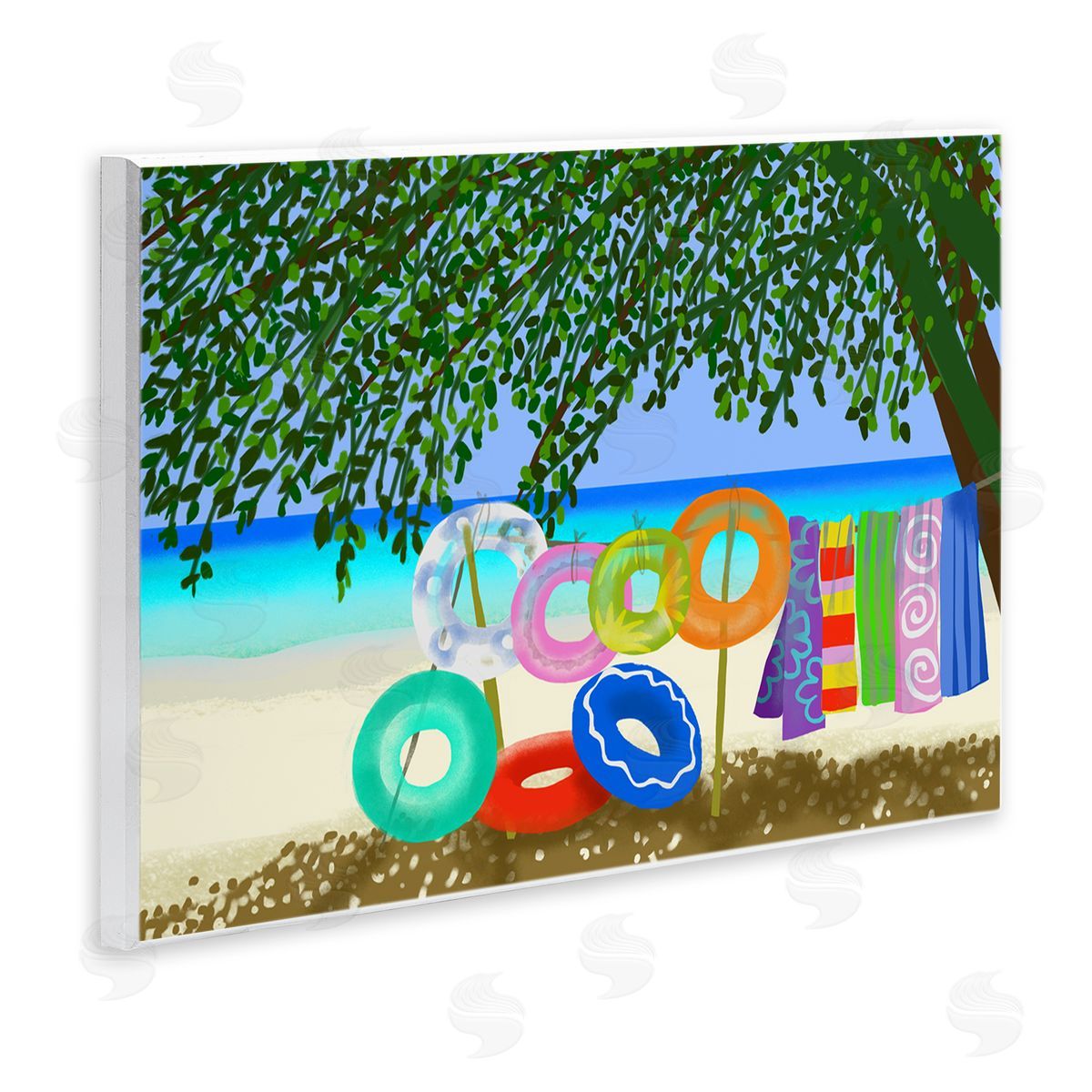 Maret Hensick Bold Beach Floats Overhanging Tree Coastal Shoreline Wall Plaque Art Print