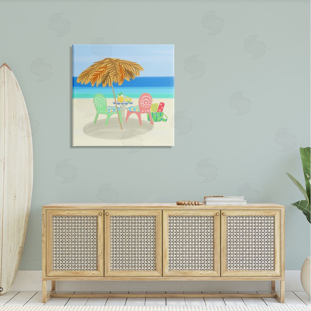 Maret Hensick Relaxing Summer Beach Scene Coastal Vacation Shoreline Canvas Wall Art in Room