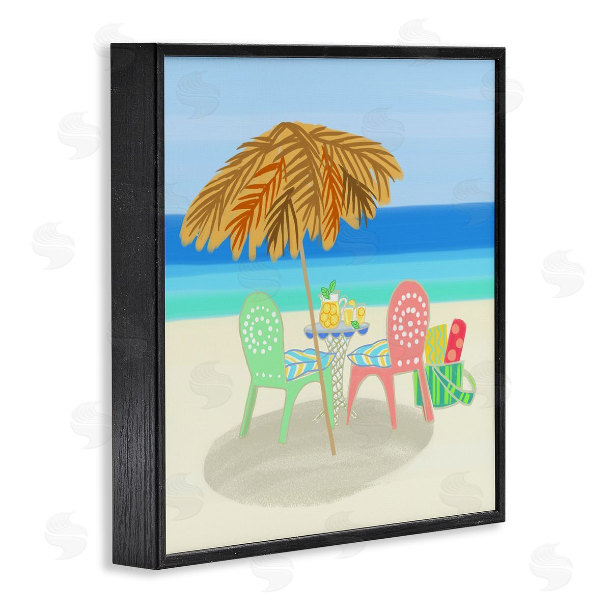 Maret Hensick Relaxing Summer Beach Scene Coastal Vacation Shoreline Black Framed Glicee Wall Art Print