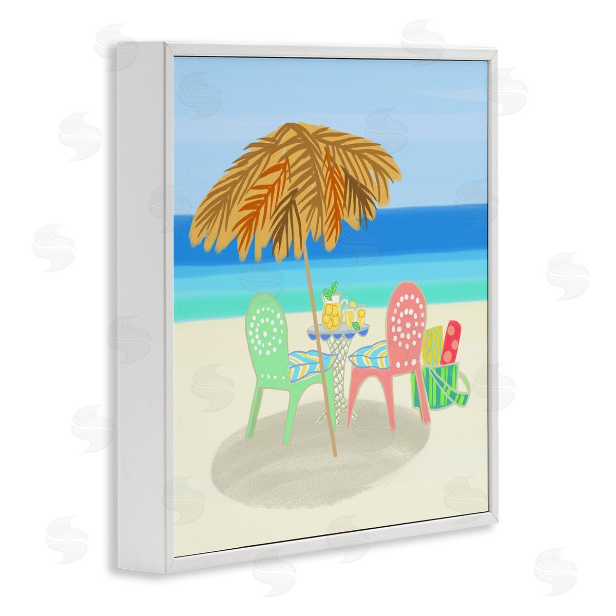 Maret Hensick Relaxing Summer Beach Scene Coastal Vacation Shoreline White Framed Glicee Wall Art Print