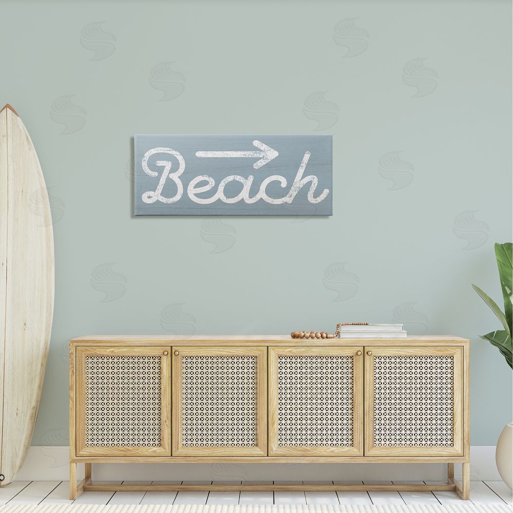 Stupell Studio Vintage Beach Arrow Pointing Sign Grain Pattern