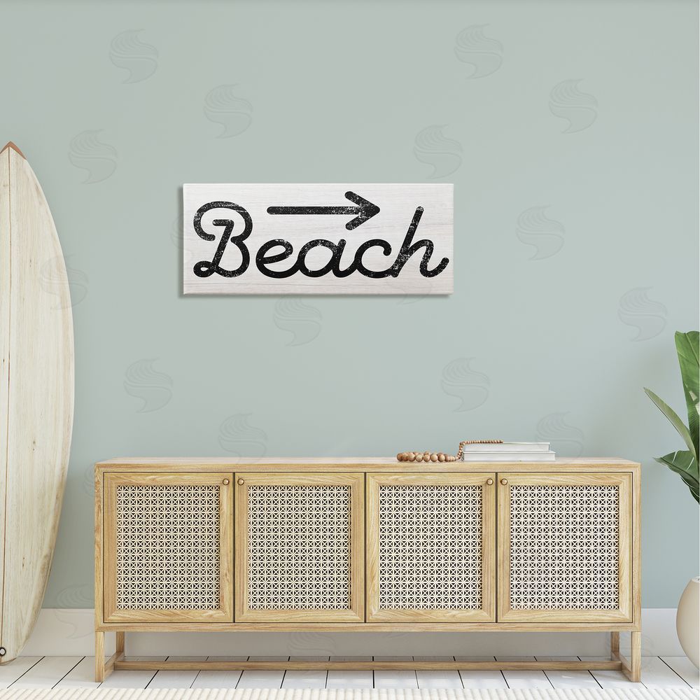 Stupell Studio Weathered Beach Direction Sign Rustic Arrow Symbol