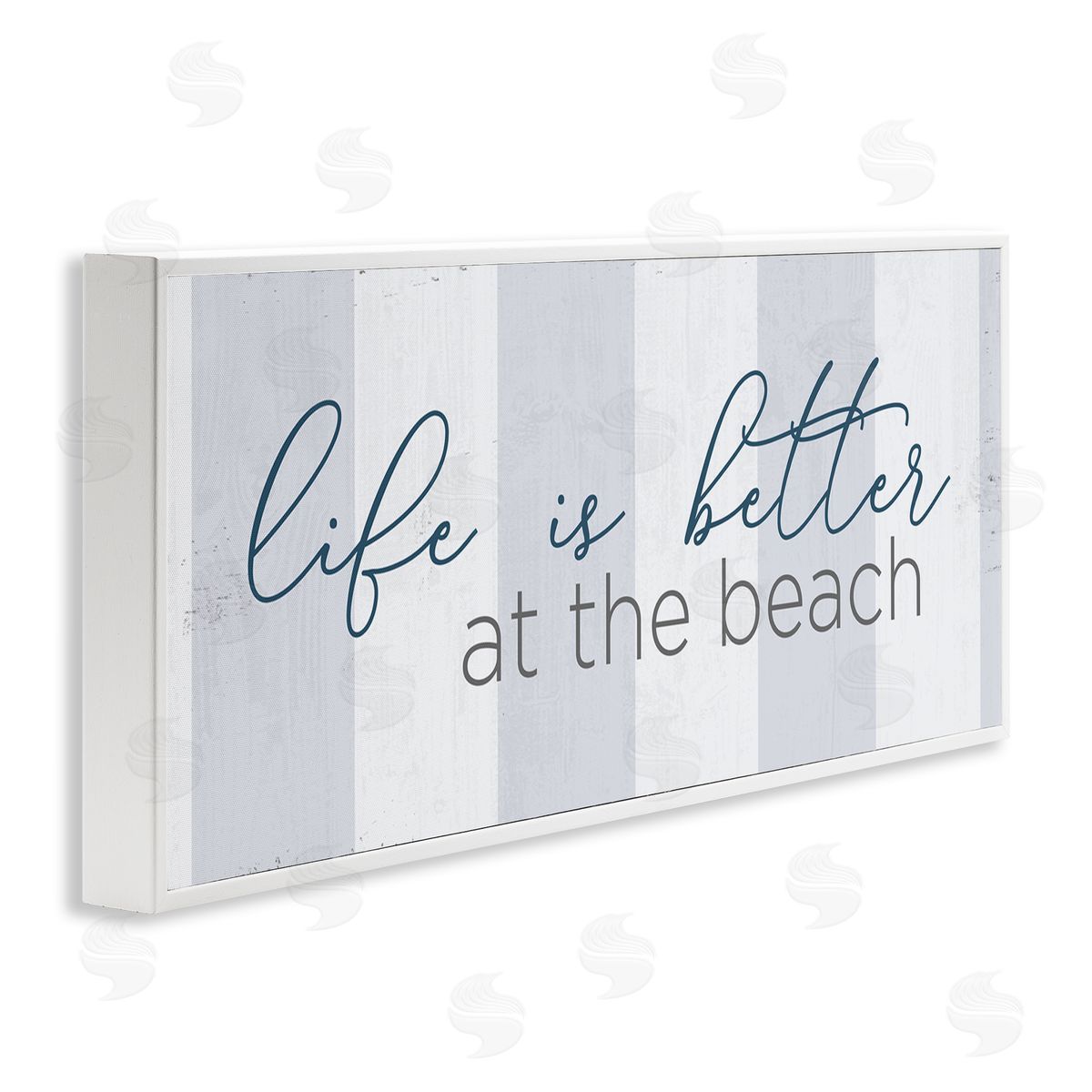 Anna Quach Life Better at Beach Striped Nautical Typography Sign