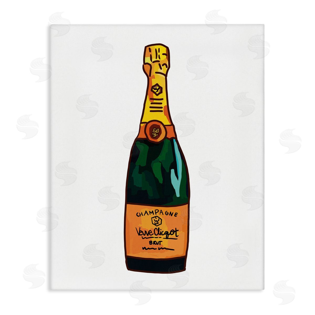 Amelia Noyes Classy Champagne Wine Bottle Kitchen Bar Beverage Stretched Canvas Wall Art Print