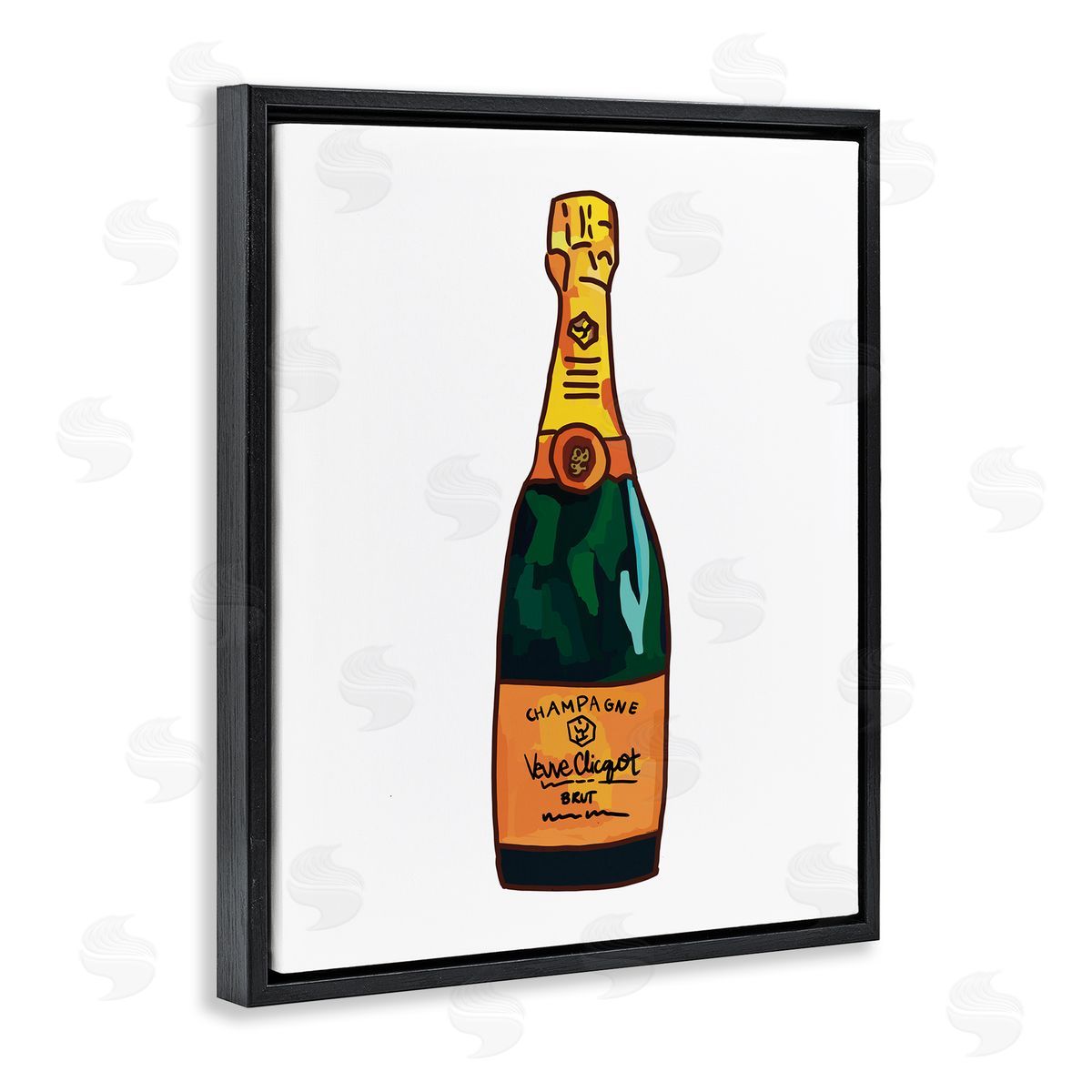 Amelia Noyes Classy Champagne Wine Bottle Kitchen Bar Beverage Black Floating Frame Canvas Wall Art Print