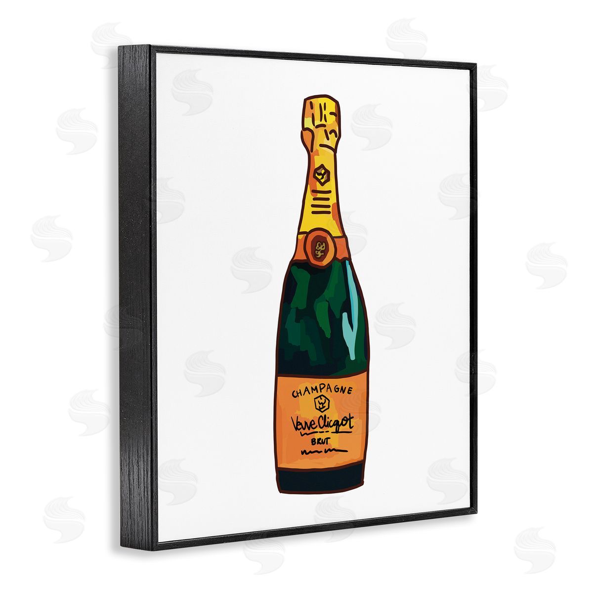 Amelia Noyes Classy Champagne Wine Bottle Kitchen Bar Beverage Black Framed Giclee Wall Art Print