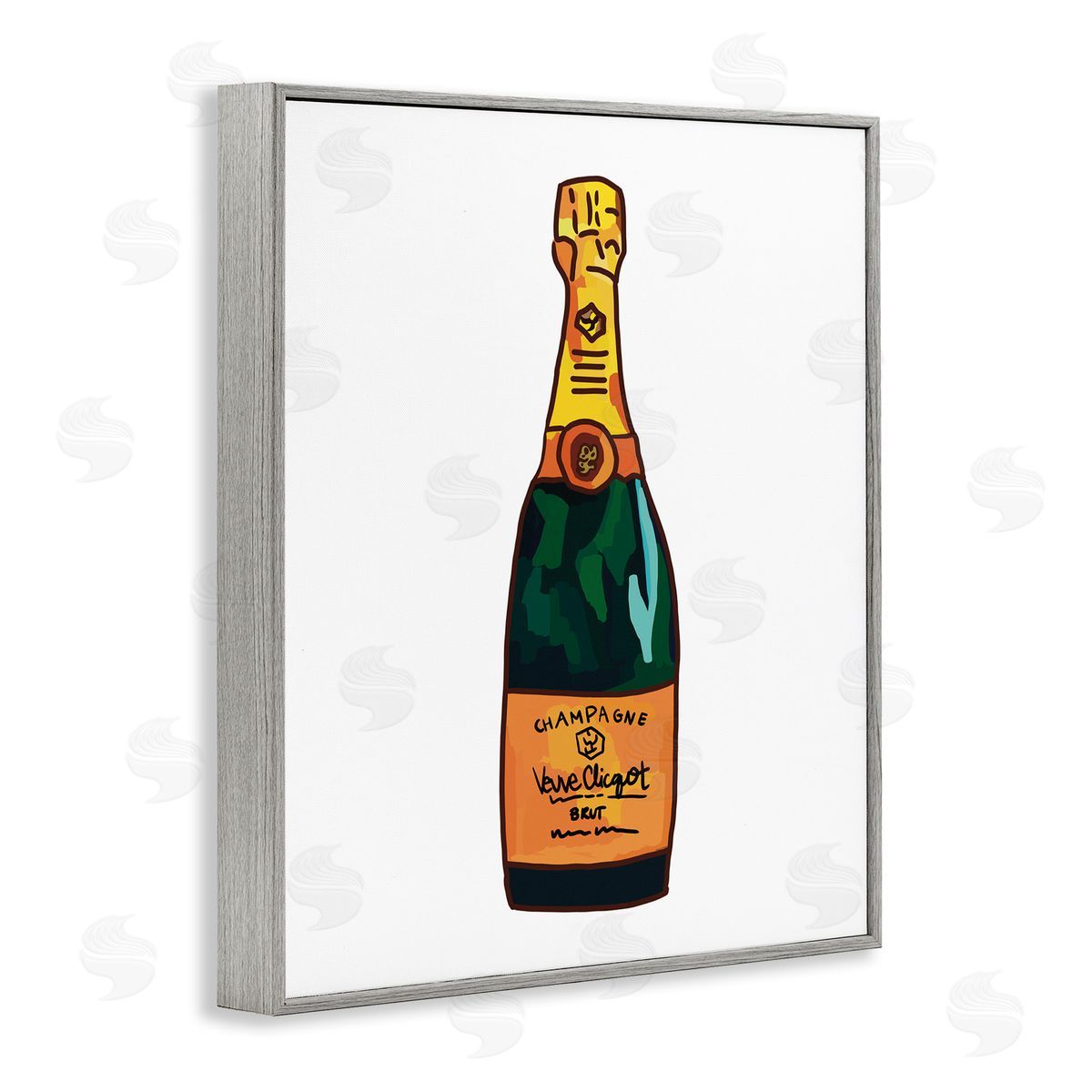 Amelia Noyes Classy Champagne Wine Bottle Kitchen Bar Beverage Gray Framed Giclee Wall Art Print