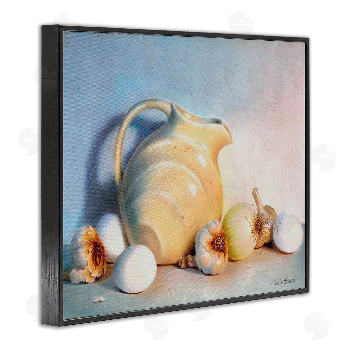 Cecile Baird Varied Vegetables Scattered Traditional Still Life Vase Black Framed Giclee Wall Art Print