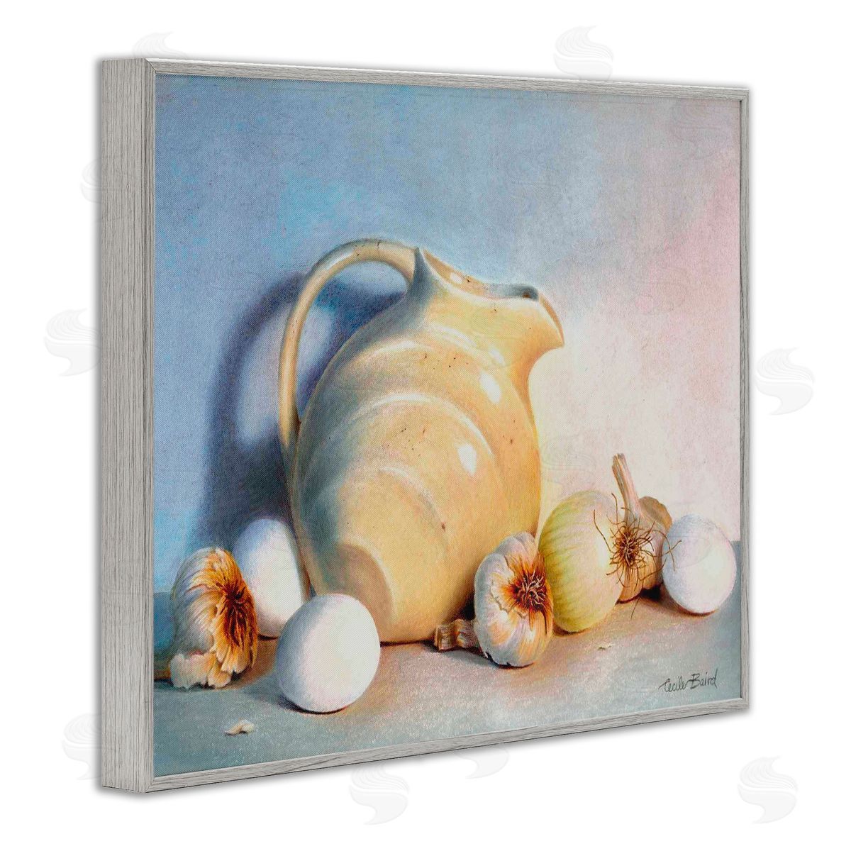 Cecile Baird Varied Vegetables Scattered Traditional Still Life Vase Gray Framed Giclee Wall Art Print