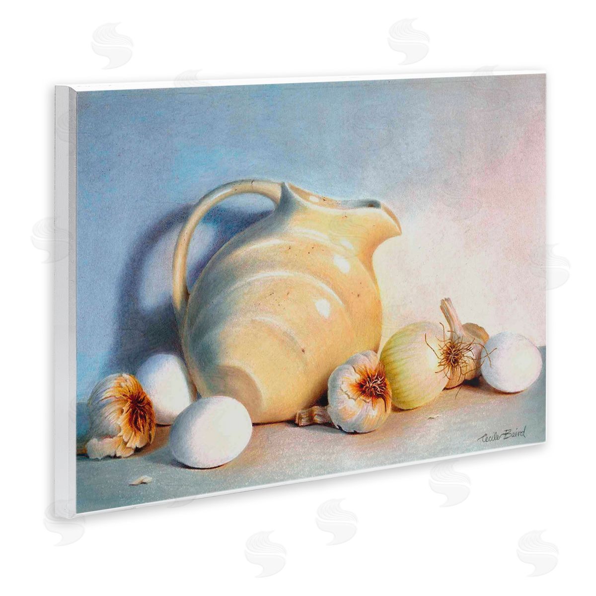 Cecile Baird Varied Vegetables Scattered Traditional Still Life Vase Wall Plaque Art Print