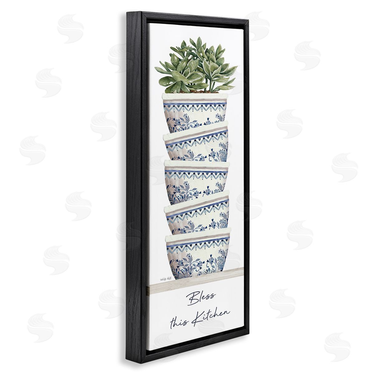 Cindy Jacobs Bless This Kitchen Stacked Ornate Bowls Succulent Plant