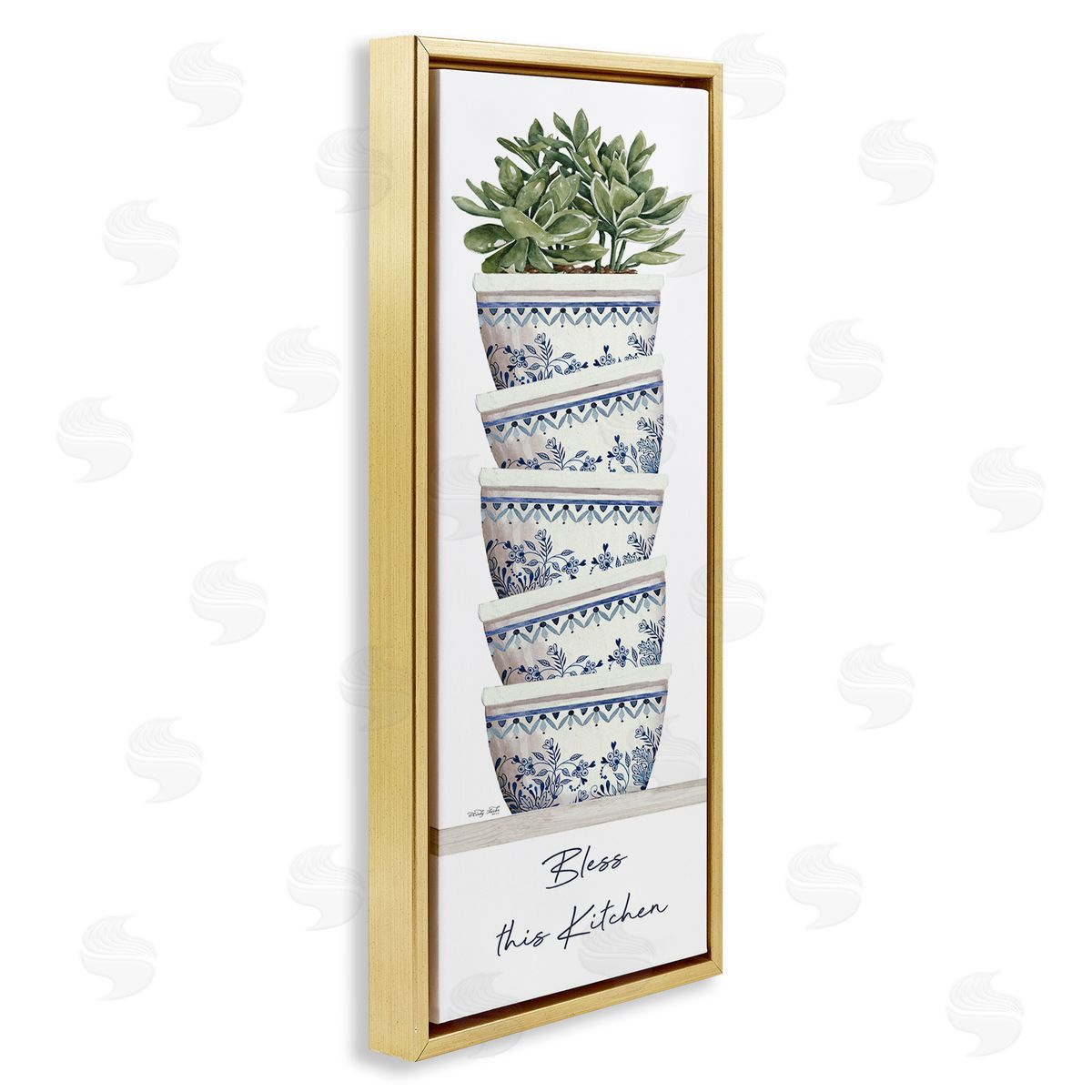 Cindy Jacobs Bless This Kitchen Stacked Ornate Bowls Succulent Plant