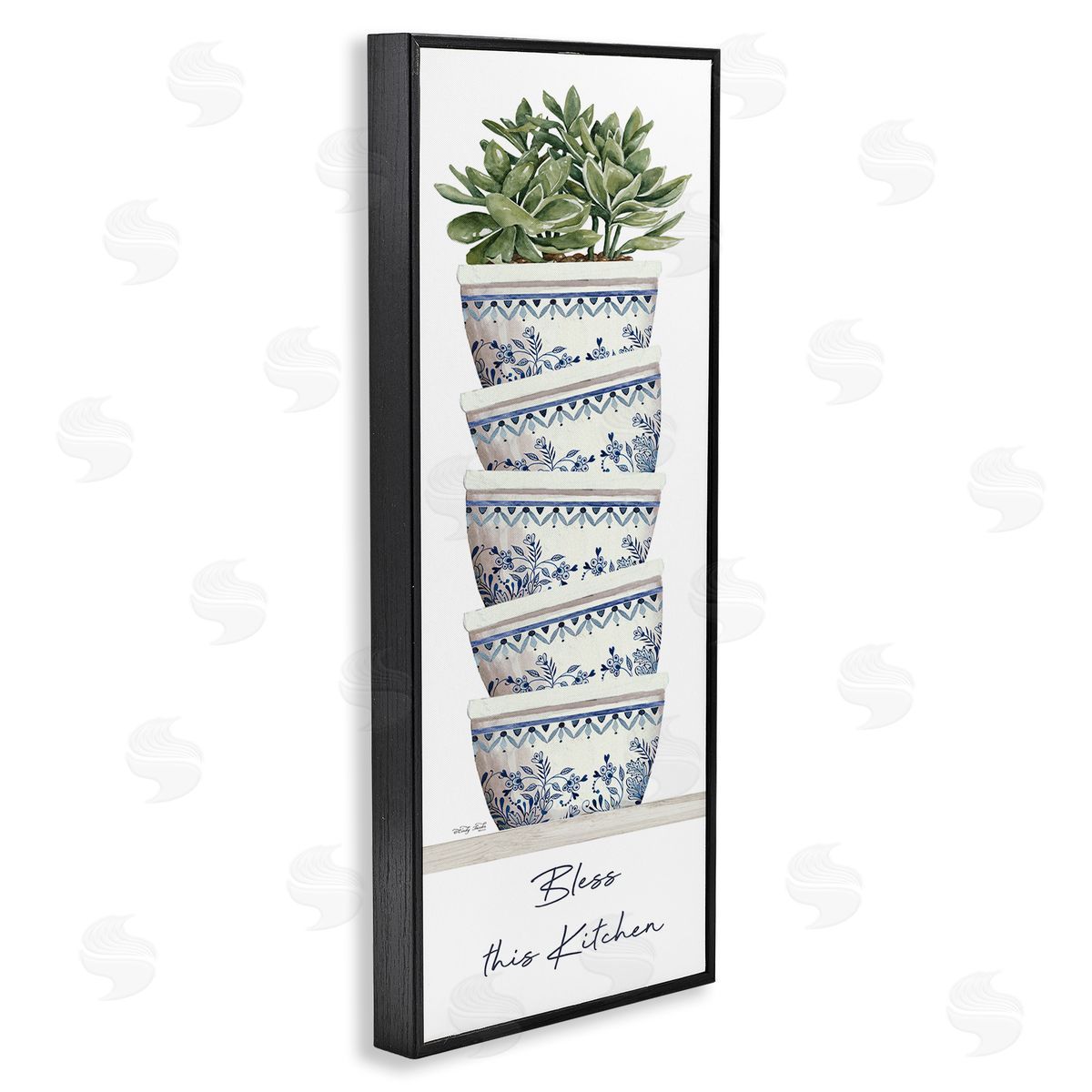 Cindy Jacobs Bless This Kitchen Stacked Ornate Bowls Succulent Plant