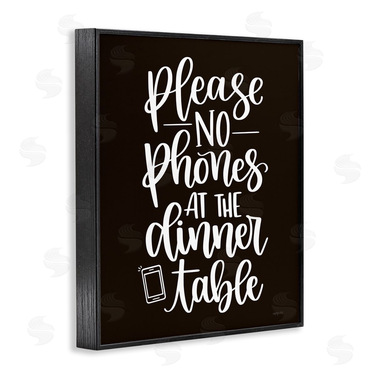 Imperfect Dust No Phones Dinner Table Kitchen Rule Calligraphy Black Framed Giclee Wall Art Print