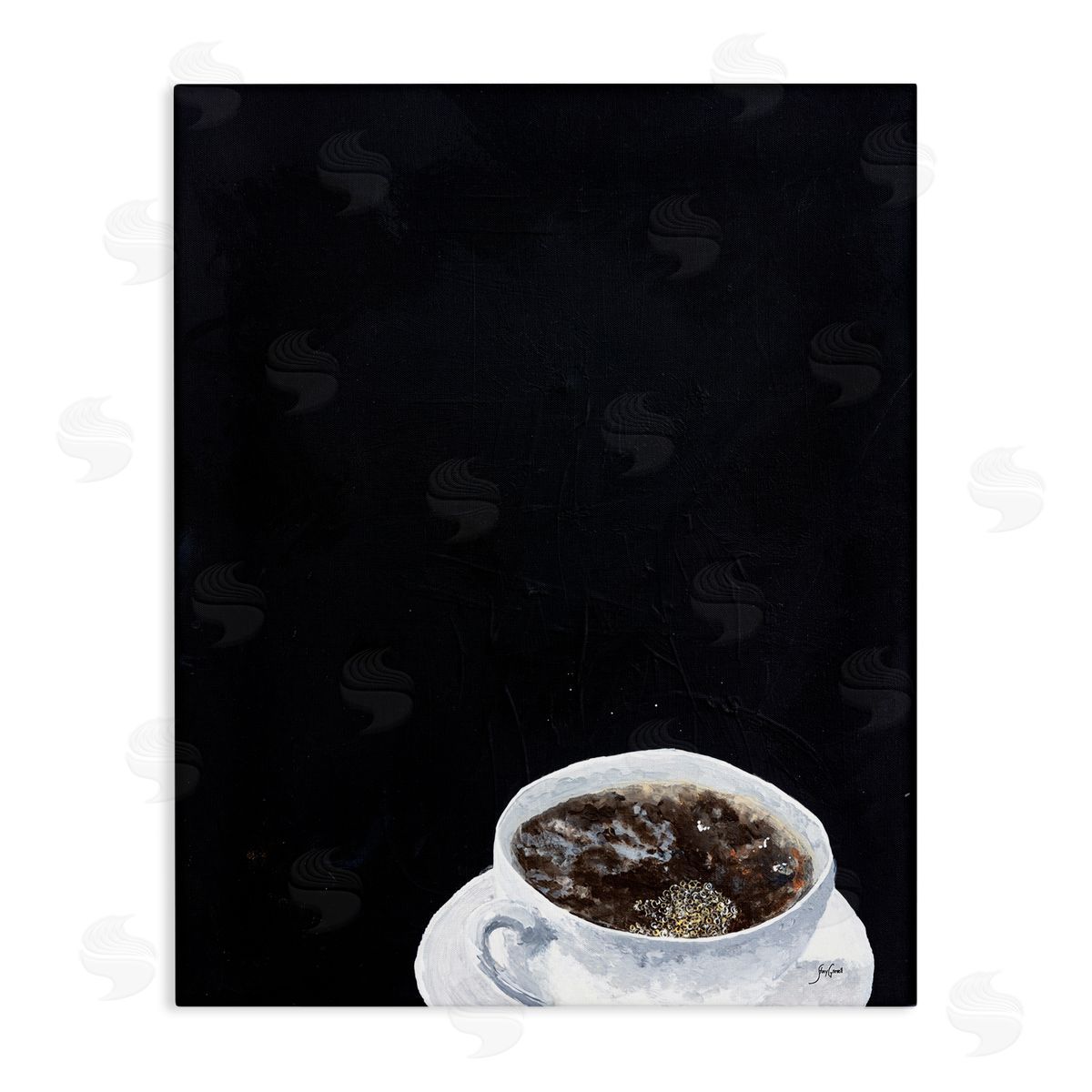 Stacy Gresell Contemporary Coffee Cup Saucer Breakfast Kitchen Drink Stretched Canvas Wall Art Print