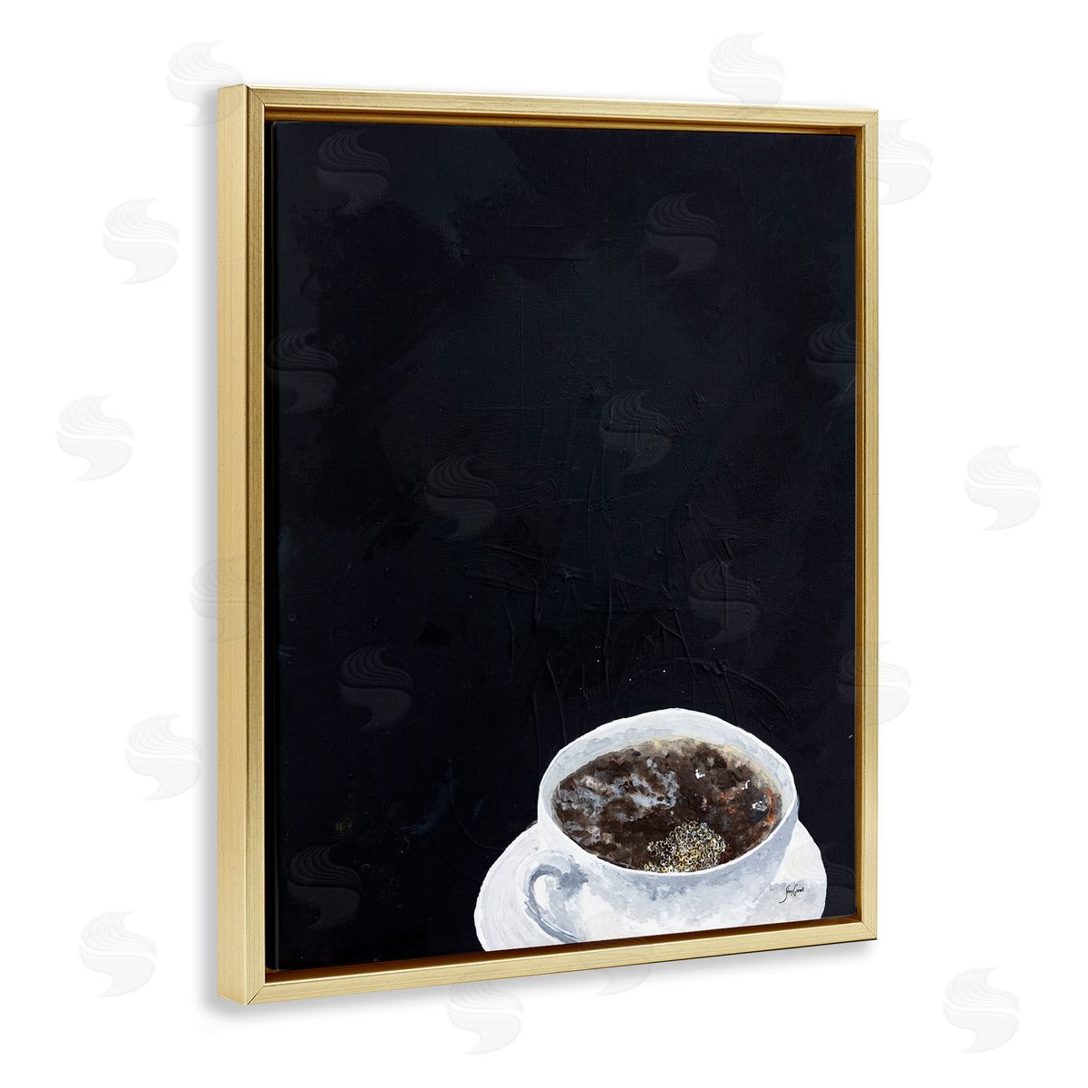 Stacy Gresell Contemporary Coffee Cup Saucer Breakfast Kitchen Drink Gold Floating Frame Canvas Wall Art Print