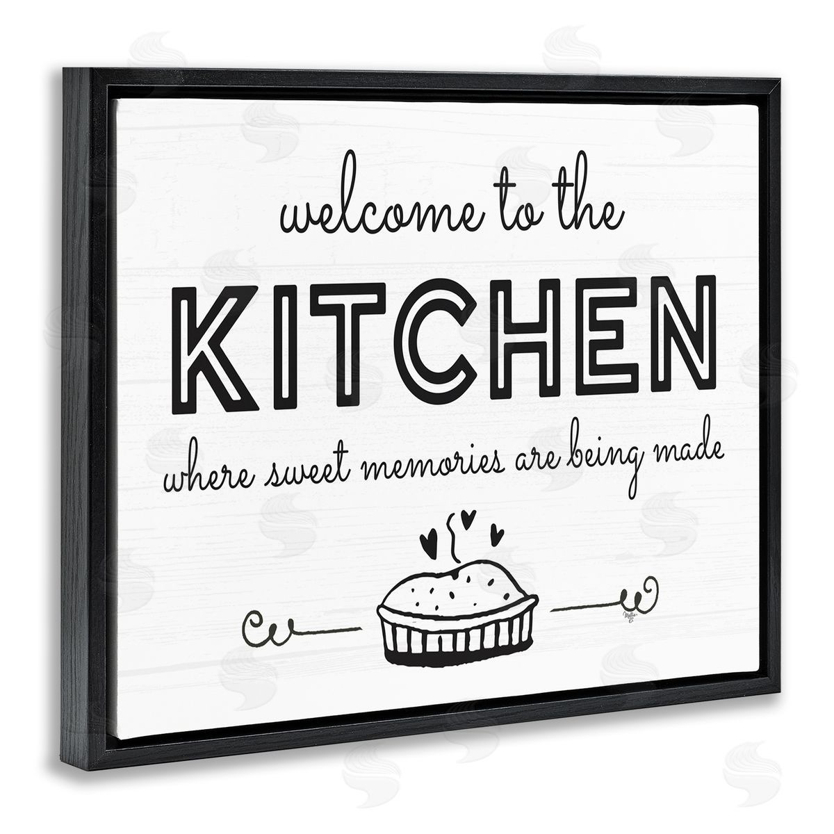 Mollie B. Welcome to Kitchen Fresh Baked Pie Rustic Phrase Black Floating Frame Canvas Wall Art Print