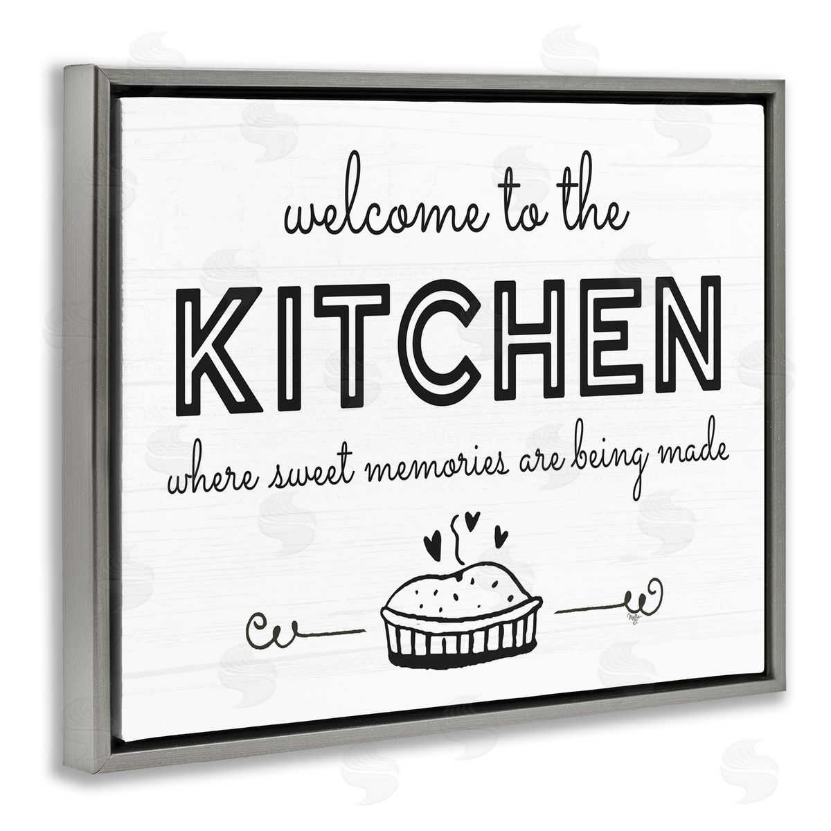 Mollie B. Welcome to Kitchen Fresh Baked Pie Rustic Phrase Gray Floating Frame Canvas Wall Art Print