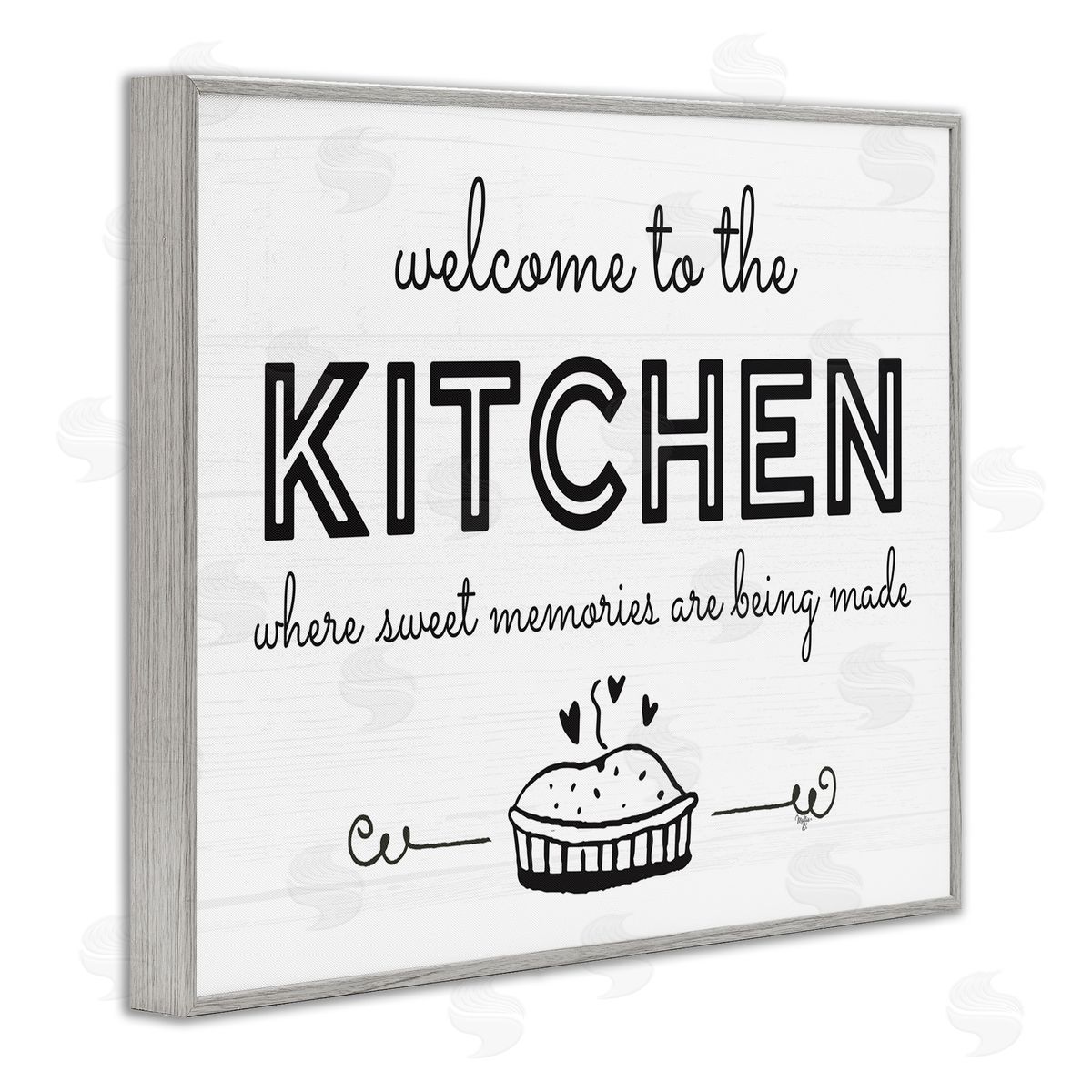 Mollie B. Welcome to Kitchen Fresh Baked Pie Rustic Phrase Gray Framed Giclee Wall Art Print