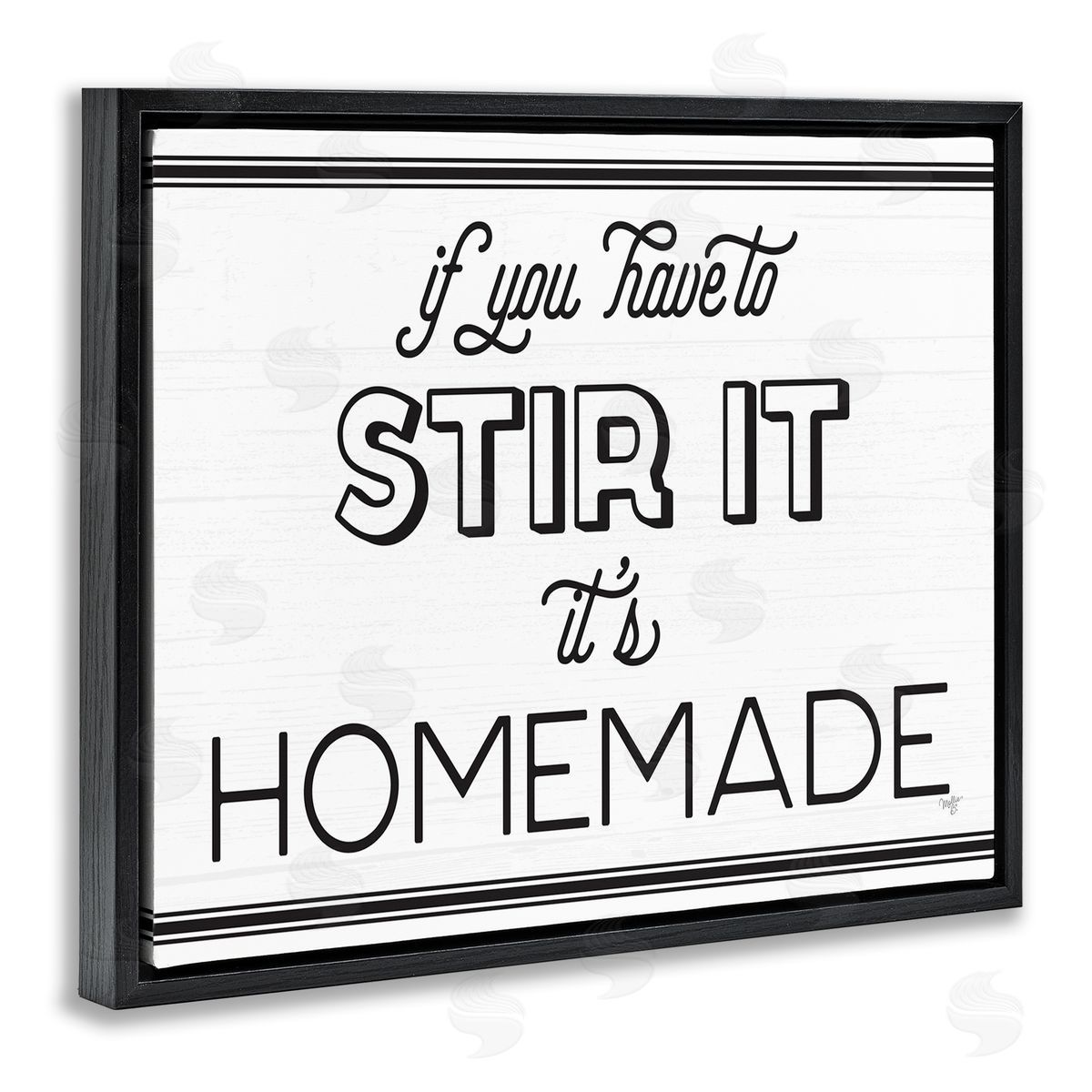Mollie B. Homemade If Stirred Humorous Cooking Kitchen Vintage Phrase Black Floating Frame Canvas Wall Art Print