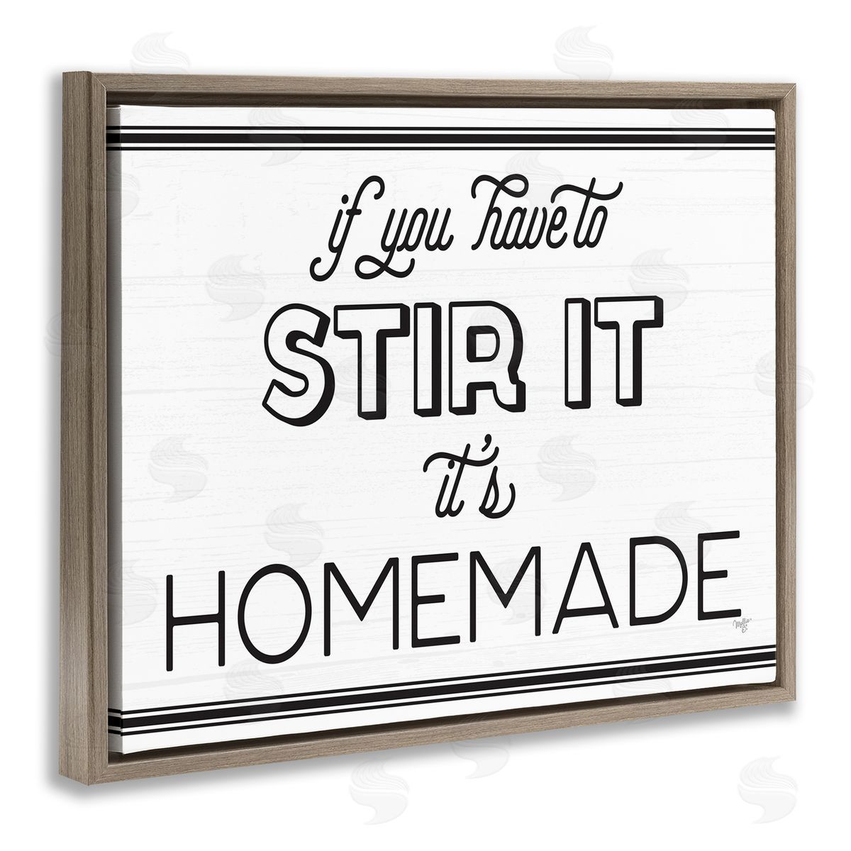 Mollie B. Homemade If Stirred Humorous Cooking Kitchen Vintage Phrase Brown Floating Frame Canvas Wall Art Print