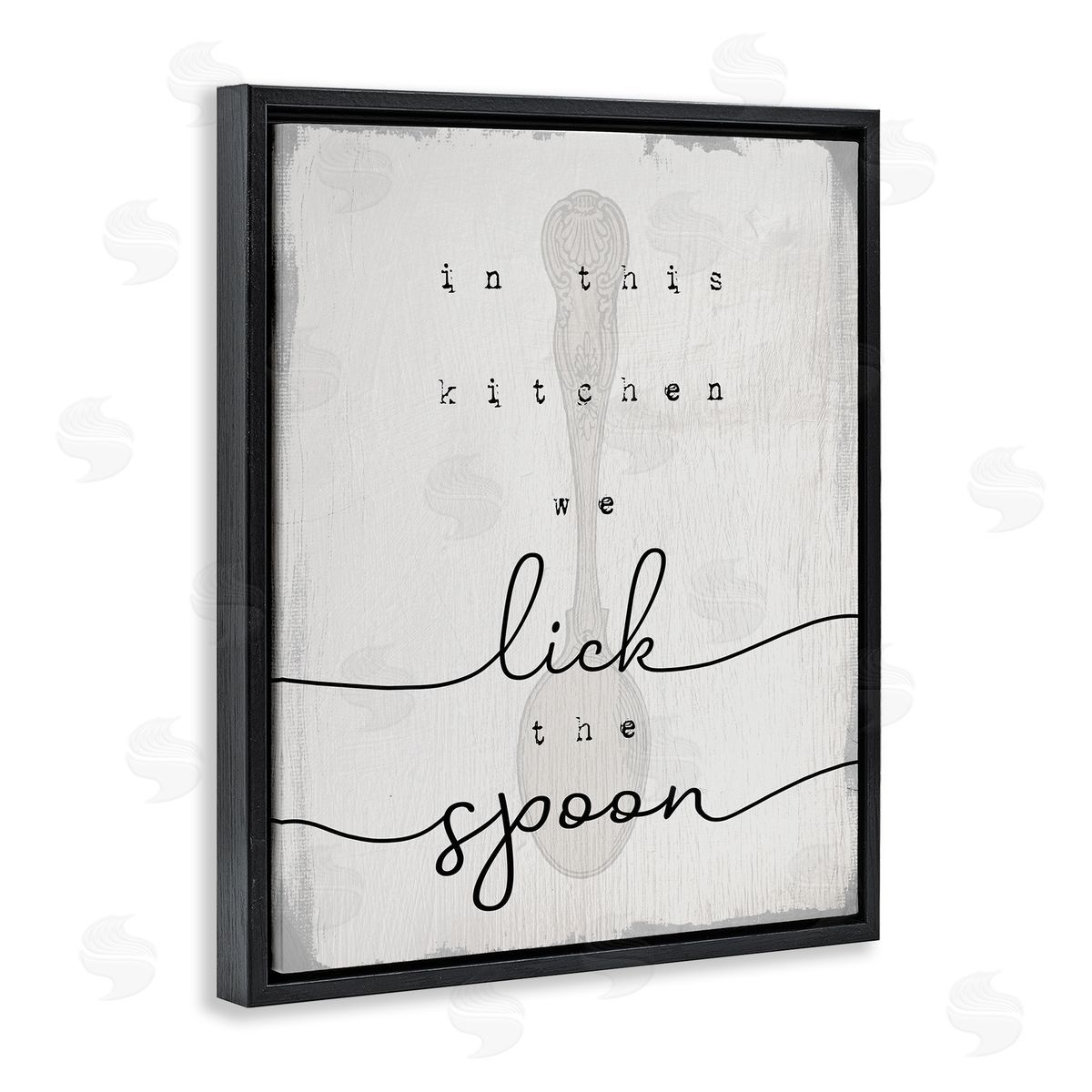 Stupell Studio Lick The Spoon Fun Baking Calligraphy Vintage Text  Black Floating Frame Canvas Wall Art Print