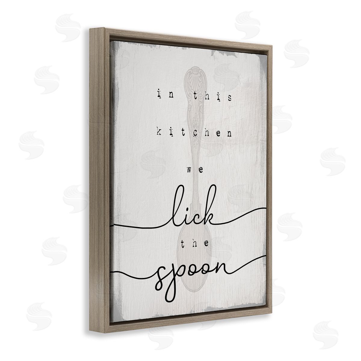 Stupell Studio Lick The Spoon Fun Baking Calligraphy Vintage Text  Brown Floating Frame Canvas Wall Art Print