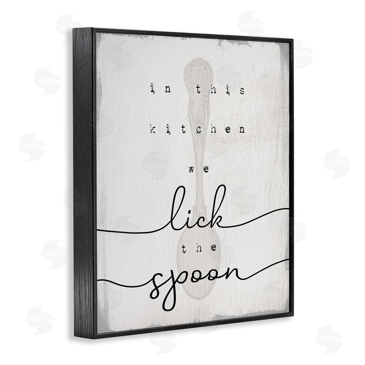 Stupell Studio Lick The Spoon Fun Baking Calligraphy Vintage Text  Black Framed Giclee Wall Art Print