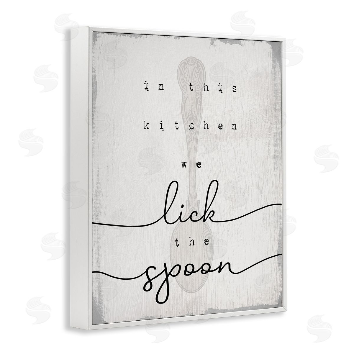 Stupell Studio Lick The Spoon Fun Baking Calligraphy Vintage Text  White Framed Giclee Wall Art Print