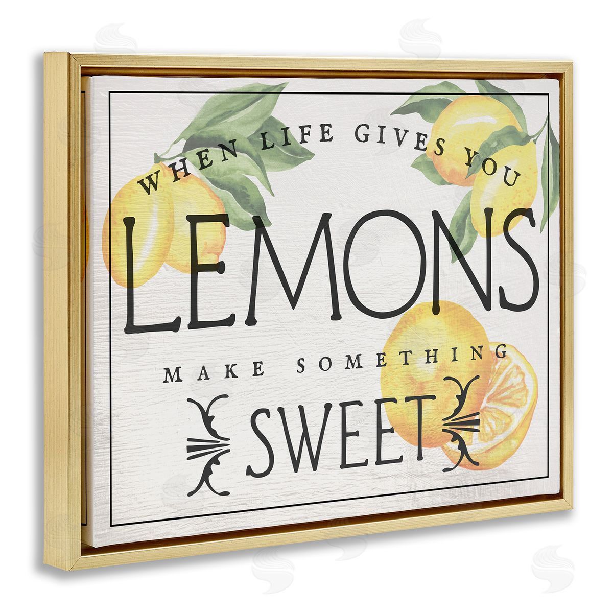 Bold Vintage Life Gives Lemons Gold Floating Frame Canvas Wall Art, Home Decor by Stupell Studio