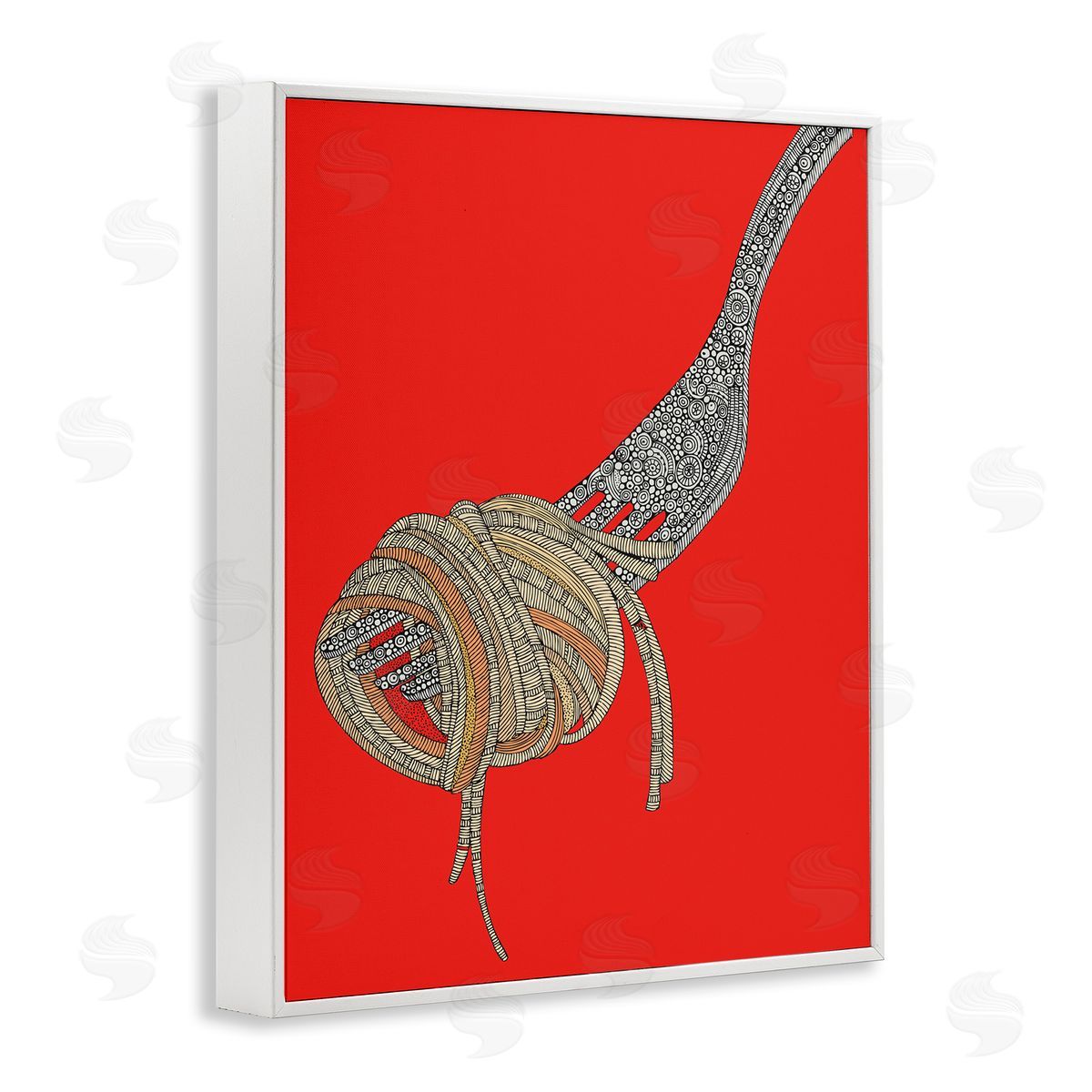 Pop Style Spaghetti White Frame Print Wall Art, Home Decor by Valentina Harper