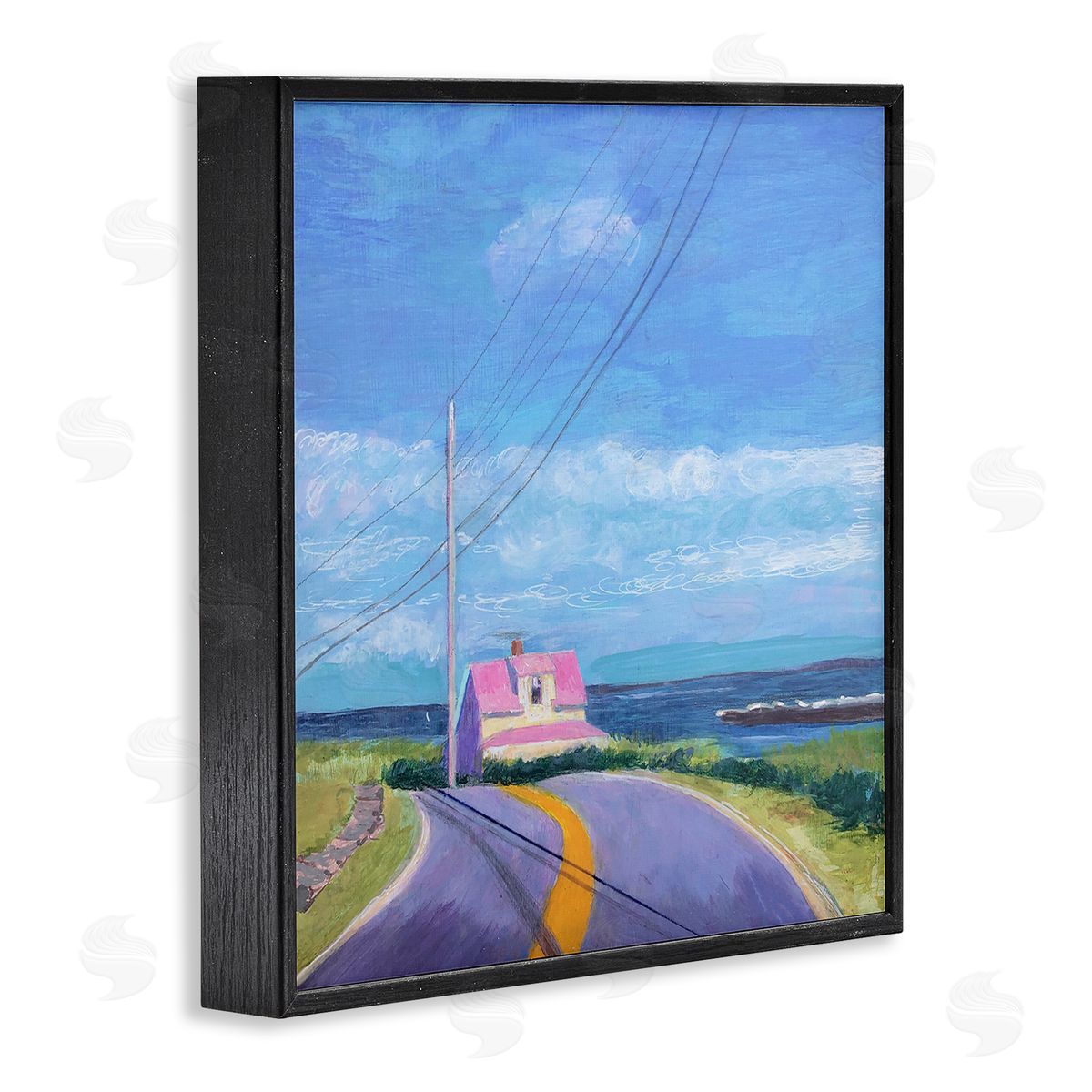 Sweetwater Vivid Seaside Cottage Road Calm Ocean Breeze Black Framed Glicee Wall Art Print