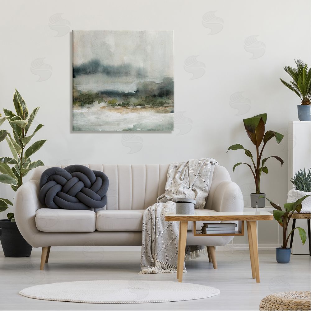 Carol Robinson Mysterious Abstract Nature Murky Fog Watercolor Scene Canvas Wall Art in Room