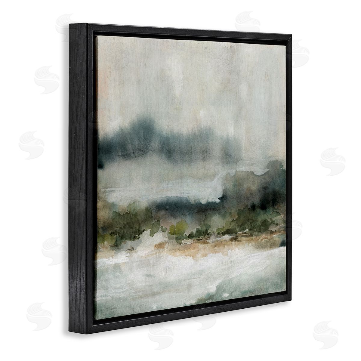 Carol Robinson Mysterious Abstract Nature Murky Fog Watercolor Scene Black Floating Frame Canvas Wall Art Print