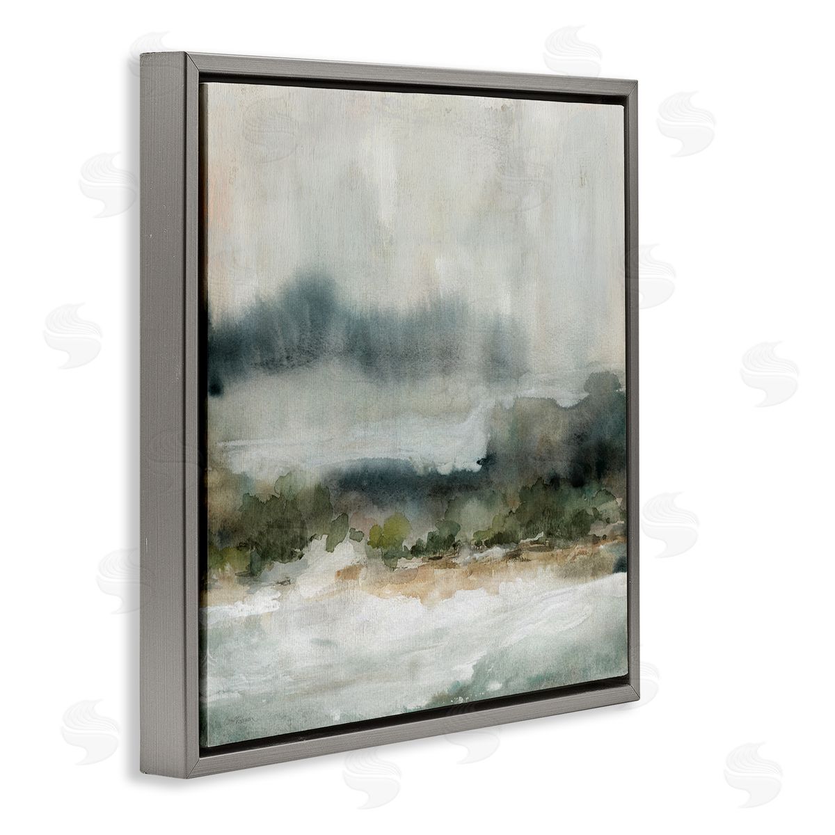 Carol Robinson Mysterious Abstract Nature Murky Fog Watercolor Scene Gray Floating Frame Canvas Wall Art Print