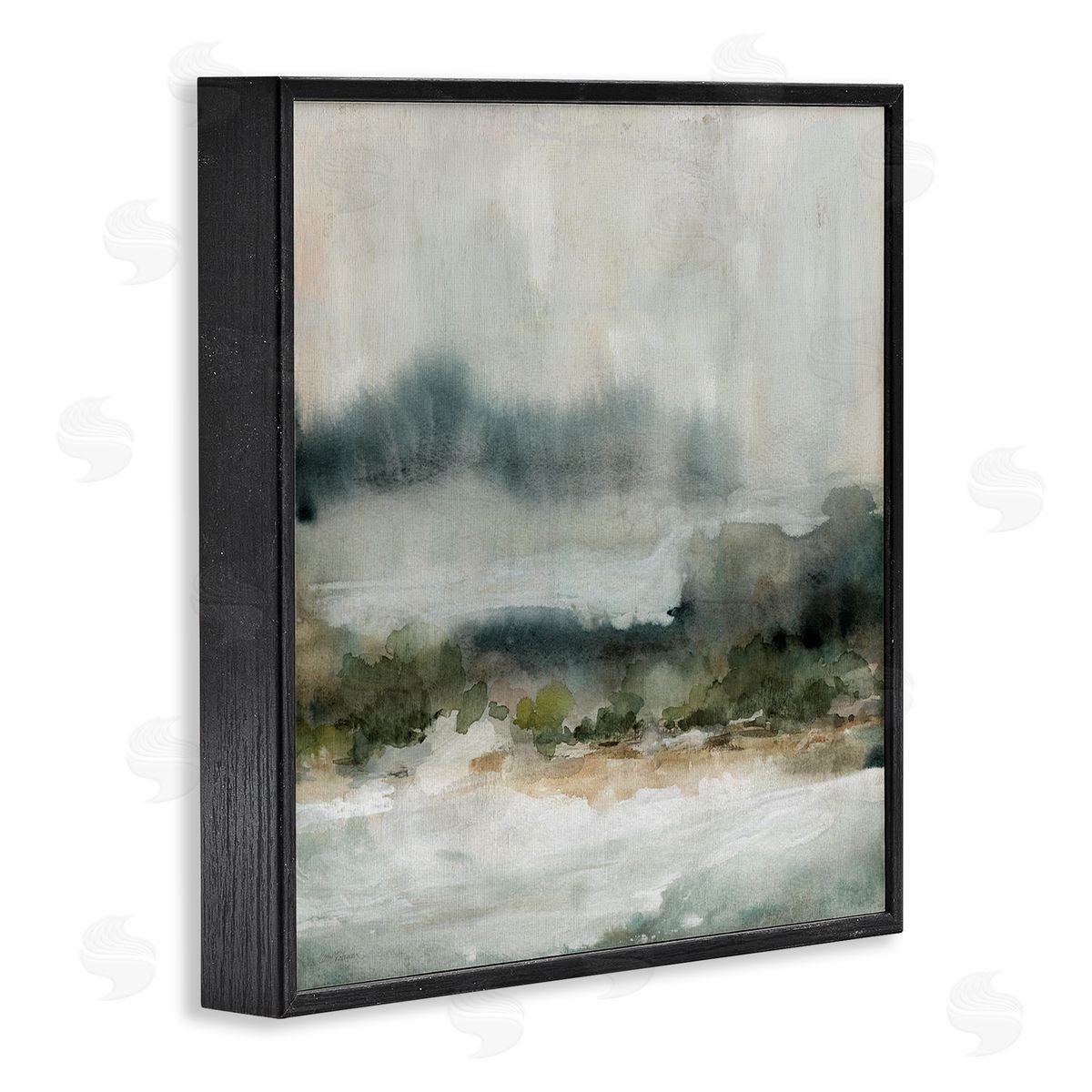Carol Robinson Mysterious Abstract Nature Murky Fog Watercolor Scene Black Framed Glicee Wall Art Print