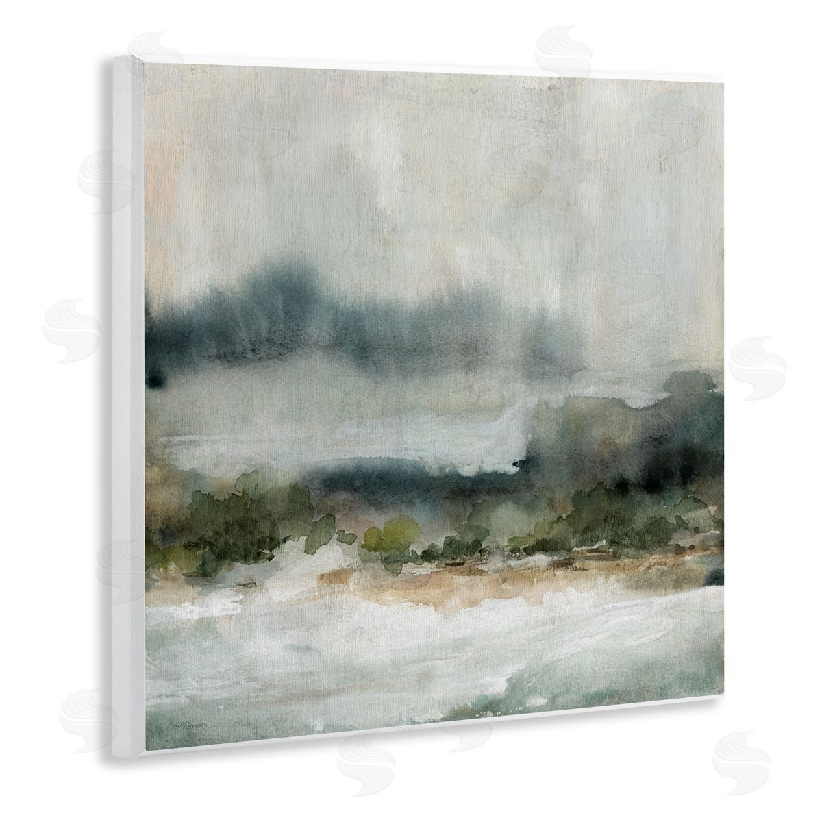 Carol Robinson Mysterious Abstract Nature Murky Fog Watercolor Scene Wooden Wall Plaque Art Print