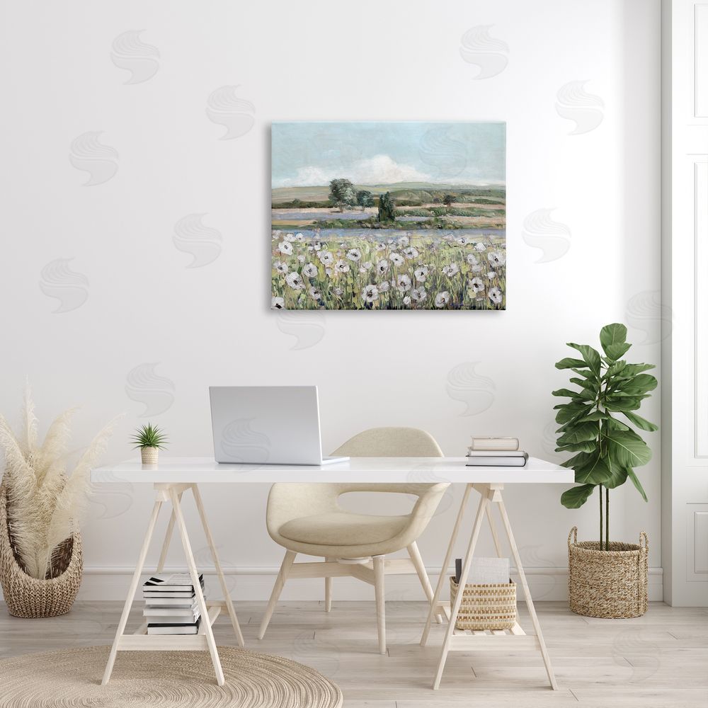 Sally Swatland Rural Flower Meadow Countryside Flowing Streams View Canvas Wall Art Print in Room