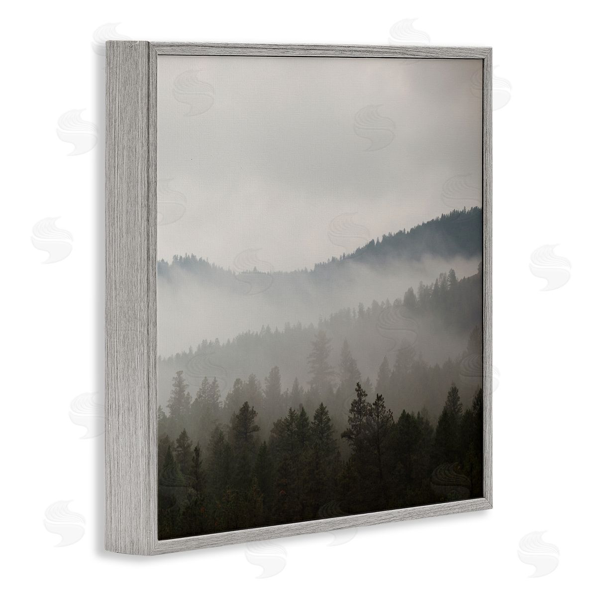 Carol Robinson Sun Rays Through Fog Over Woodland Mountain Hills Gray Framed Glicee Wall Art Print