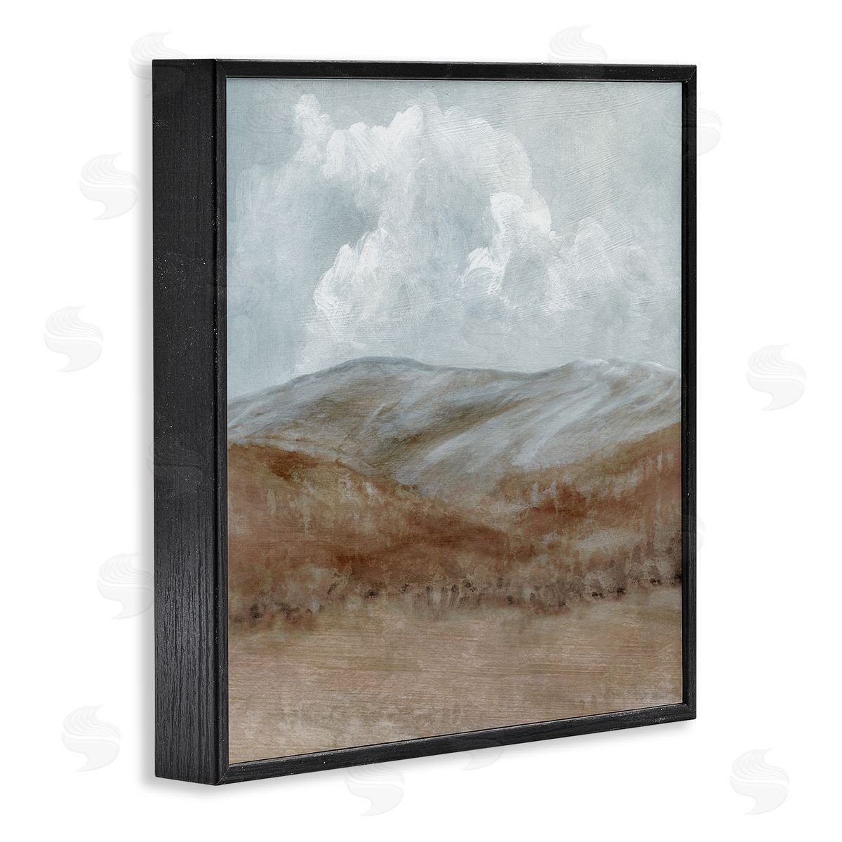 Carol Robinson Puffy Clouds Over Mountain Peaks Rural Country Grassland Black Framed Glicee Wall Art Print