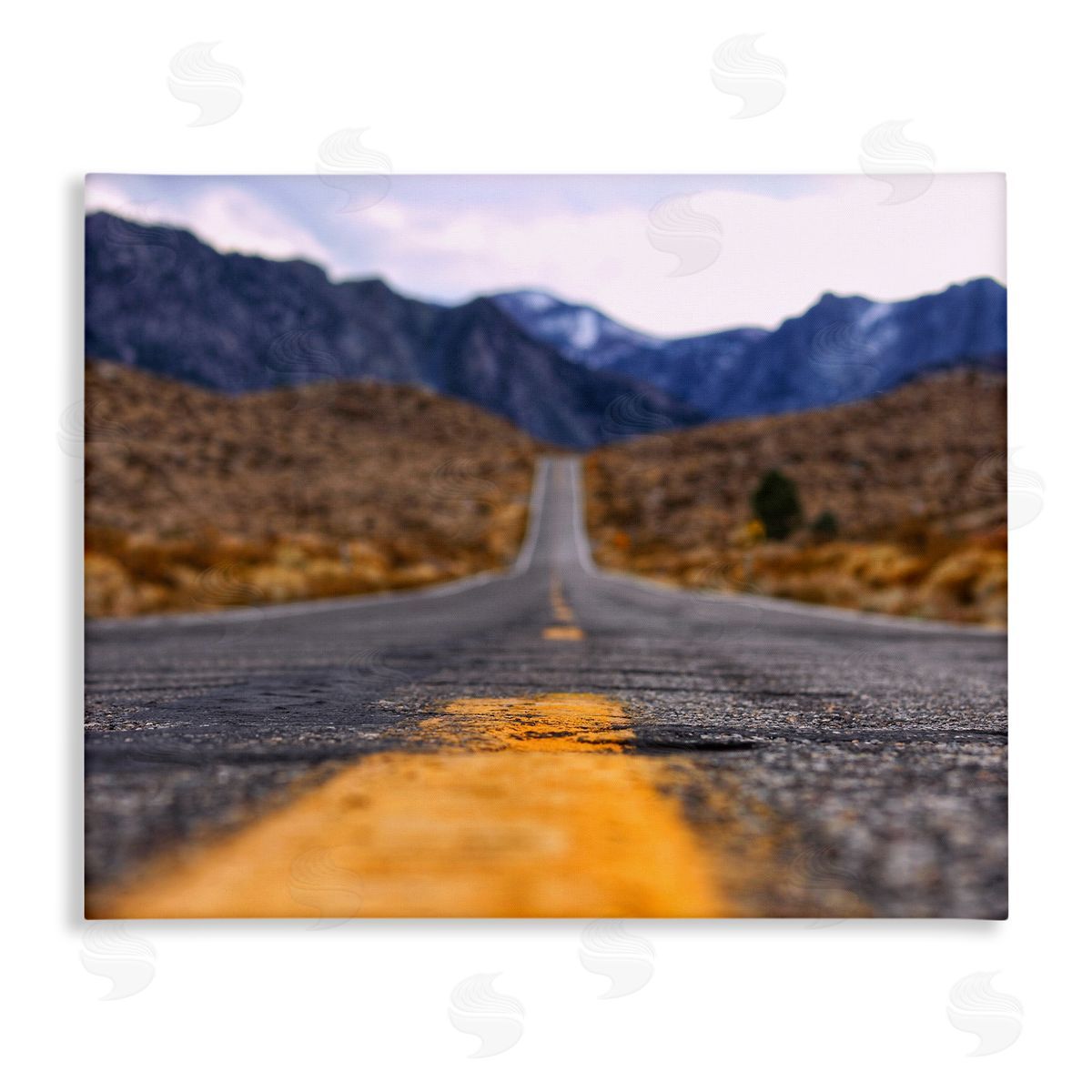 Jeff Poe Photography Rural Ground View Country Highway Road Distant Peaks Stretched Canvas Wall Art Print