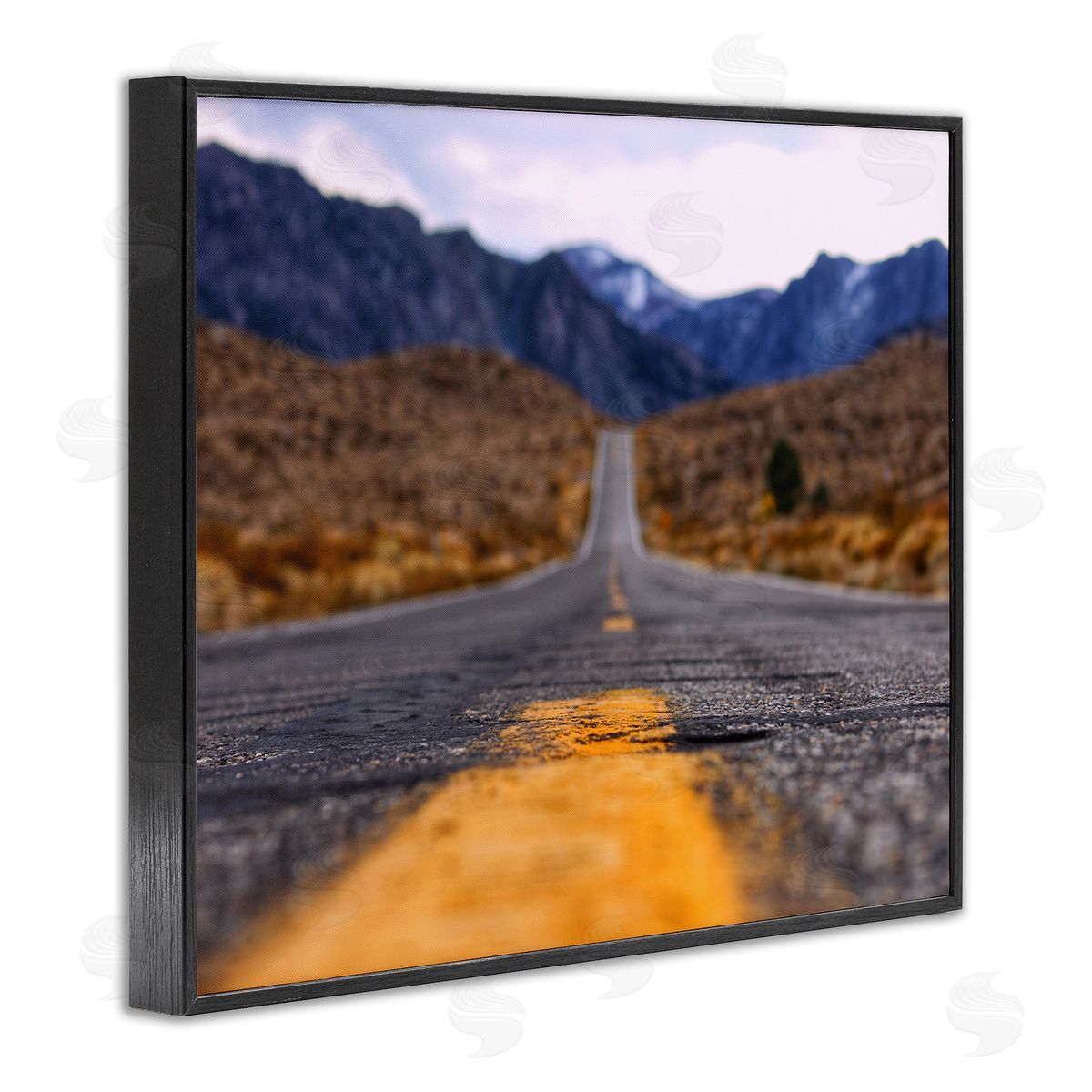 Jeff Poe Photography Rural Ground View Country Highway Road Distant Peaks Black Framed Giclee Wall Art Print