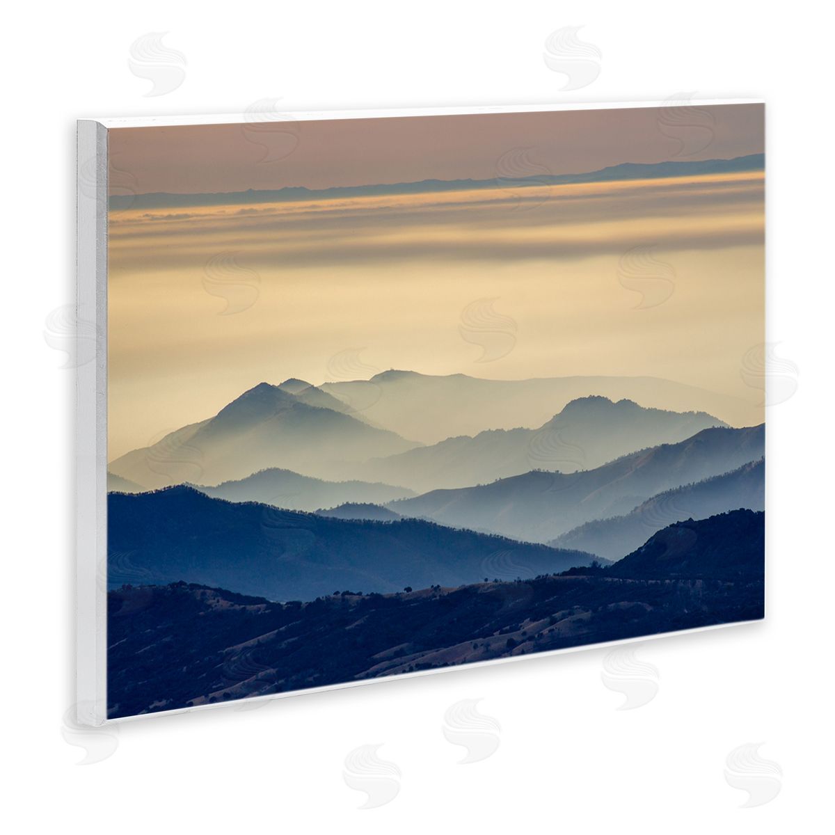Jeff Poe Photography Layered Foggy Mountain Range Warm Sunlit Rays Wall Plaque Art Print