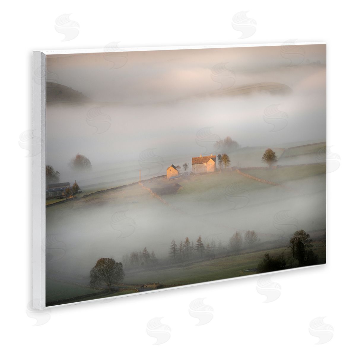 James Dobson Lone Misty Cottage Rural Fields Thick Fog Wall Plaque Art Print
