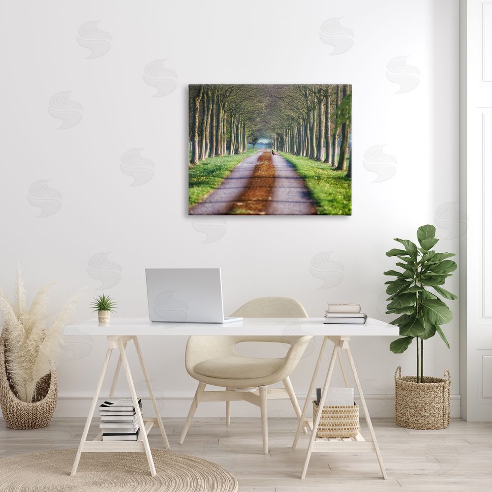 James Dobson Aligned Trees Along Orchard Path Nature Tunnel Canvas Wall Art Print in Room