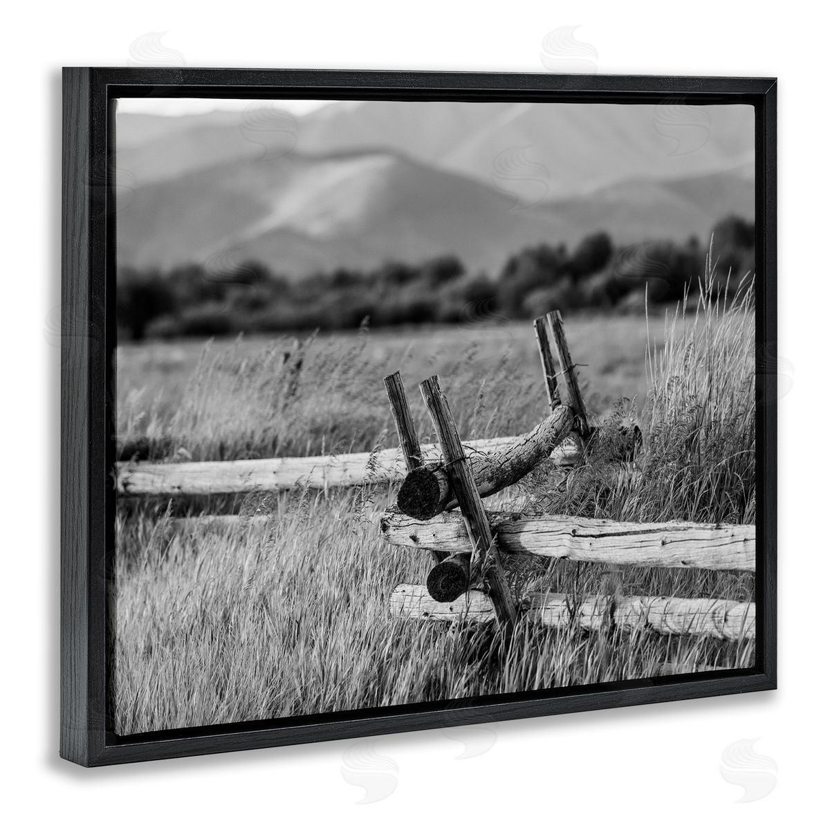 Steve Smith Countryside Ranch Fence Rural Pasture Grass Photography Black Floating Frame Canvas Wall Art Print