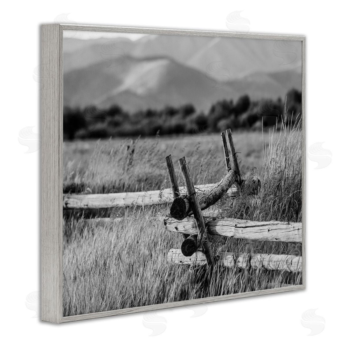 Steve Smith Countryside Ranch Fence Rural Pasture Grass Photography Gray Framed Giclee Wall Art Print