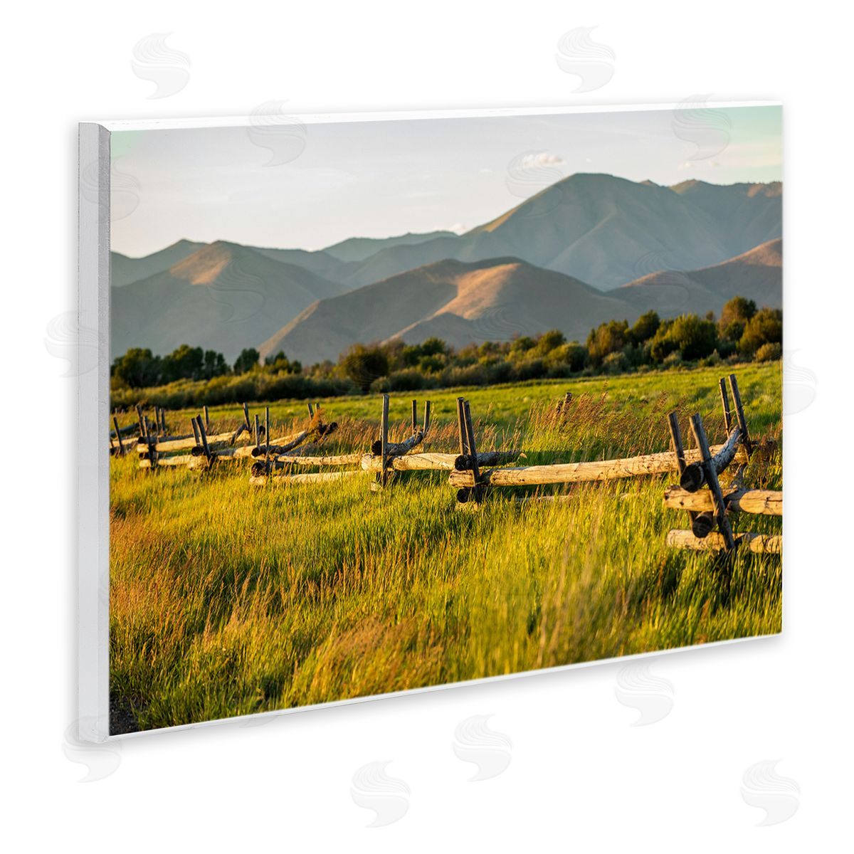Steve Smith Grassland Farm Fence Countryside Sunny Mountain Scene Wall Plaque Art Print