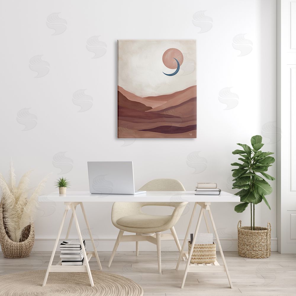 Mollie B. Abstract Desert Dunes Sun Moon Overlapping Shapes Canvas Wall Art Print in Room