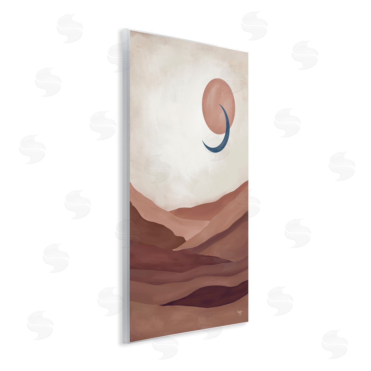 Mollie B. Abstract Desert Dunes Sun Moon Overlapping Shapes Wall Plaque Art Print